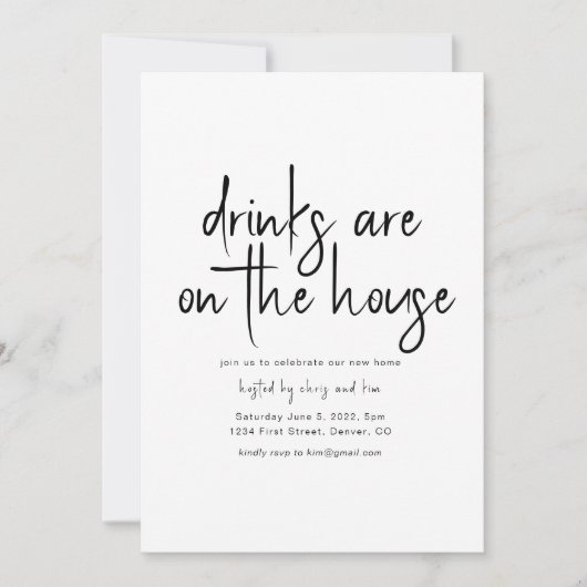 ドリンクはオンザハウス引っ越し祝いパーティーパーティー招待状 招待状 (正面)