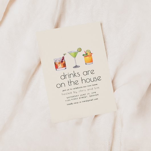 ドリンクはオンザハウス引っ越し祝いパーティーパーティー招待状 招待状