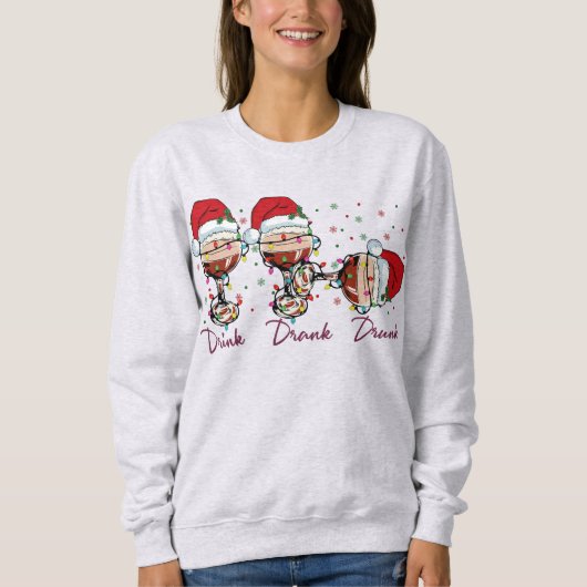 ドリンクはクリスマス飲をおもしろい飲む スウェットシャツ (正面)