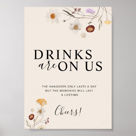 ドリンクはボホワイルドフラワーのサイン結婚に載っている ポスター (正面)
