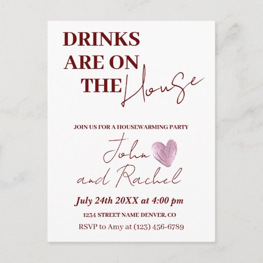 ドリンクは家の引っ越し祝いパーティーパーティー素朴 ポストカード (正面)