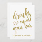 ドリンクは私たちに任せて！お手頃な結婚式バーサイン 招待状 (正面/裏面)