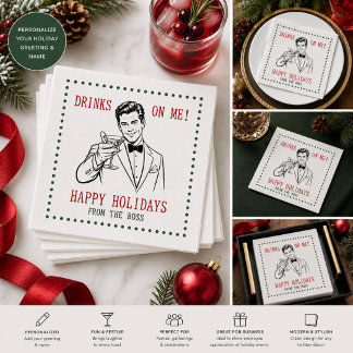 ドリンクは私に Funny クリスマス ホリデー ビジネス スタンダードカクテルナプキン