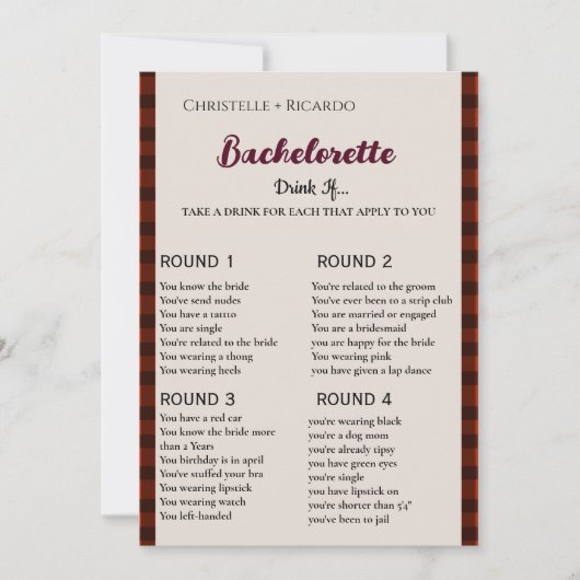 ドリンクもしフランネル&うねり冬のバチェロレッテゲーム 案内状 (正面)