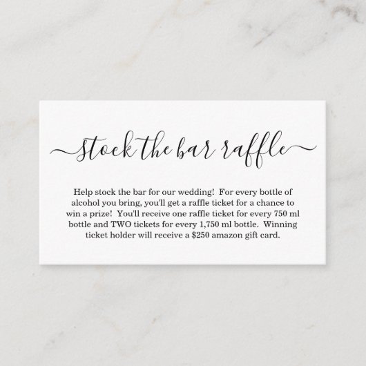 ドリンクを揃えるラッフルカード ブライダルシャワーの招待状 エンクロージャーカード (正面)
