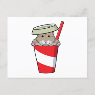 ドリンクを飲むハムスター ポストカード