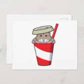 ドリンクを飲むハムスター ポストカード (正面/裏面)