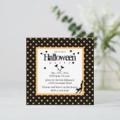ドリンクアップウィッチオレンジ水玉模様ハロウィーン 招待状 (スタンド正面)
