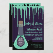 ドリンクアップウィッチグリーンポションドリップハロウィーン 招待状 (正面/裏面)