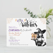 ドリンクアップウィッチズコスチュームカクテルハローウィンパーティ 招待状 (スタンド正面)