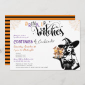 ドリンクアップウィッチズコスチュームカクテルハローウィンパーティ 招待状 (正面/裏面)