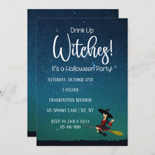 ドリンクアップウィッチズダークハローウィンパーティ招待状 招待状 (正面/裏面)