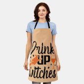 ドリンクアップウィッチズハッピーハローウィンオレンジ エプロン (着用した状態)