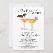 ドリンクアップウィッチズブライダルシャワーカクテルハロウィーン 招待状 (正面)