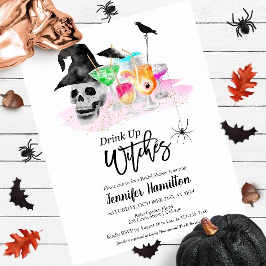 ドリンクアップウィッチズブライダルシャワー予算招待状