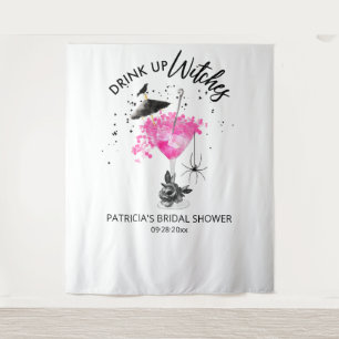 ドリンクアップウィッチハロウィーンブライダルシャワー背景 タペストリー