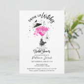 ドリンクアップウィッチホットピンクハロウィーンブライダルシャワー 招待状 (スタンド正面)