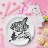 ドリンクアップウィッチホワイトハロウィーン紙プレート ペーパープレート (パーティー)
