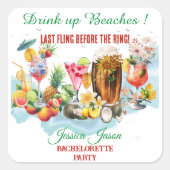 ドリンクアップビーチズコックテルフルーツバチェロレッテパーティー スクエアシール (正面)