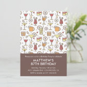 ドリンクエレガントスタイリッシュカクテル87歳の誕生日 招待状 (スタンド正面)