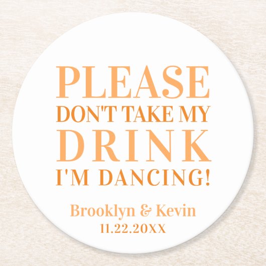 ドリンクオレンジスクエア紙Coa ラウンドペーパーコースター (正面)