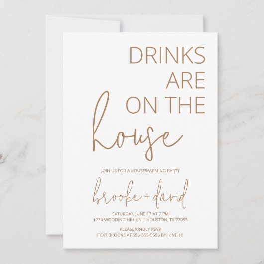 ドリンクオンアメリカニュートラル引っ越し祝いパーティー招待状 招待状 (正面)