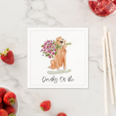 ドリンクオンマイゴールデンレトリエバードッグアートフラワー スタンダードカクテルナプキン (インサイチュ)