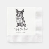 ドリンクオンマイドッグカスタムカクテルナプキン 縁ありカクテルナプキン (正面)