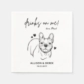 ドリンクオンマイドッグフランスのブルドッグ結婚カクテル スタンダードカクテルナプキン (正面)