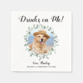 ドリンクオンミーオープンバーペットユーカリ結婚ス スタンダードカクテルナプキン (正面)