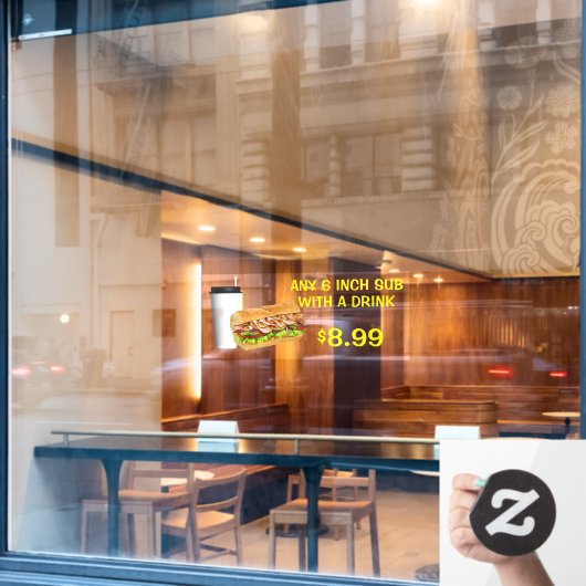 ドリンクカスタマイズ追加ロゴ付き任意の6インチサブ ウィンドウサイン (カフェ窓)