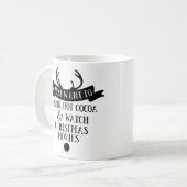 ドリンクココアウォッチのクリスマス映画タイポグラフィ コーヒーマグカップ (正面左)