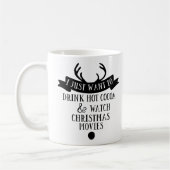 ドリンクココアウォッチのクリスマス映画タイポグラフィ コーヒーマグカップ (左)