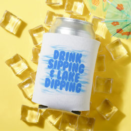 ドリンクサイッピング&レイクディッピングブルー水の背景 缶クーラー