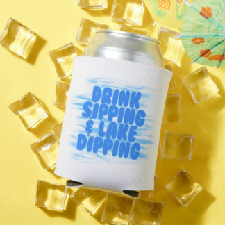 ドリンクサイッピング&レイクディッピングブルー水の背景 缶クーラー