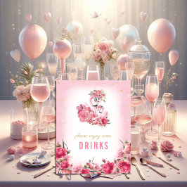 ドリンクサイン赤ちゃんシャワーピンクフラミンゴバレリーナ ポスター