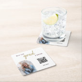 ドリンクシンプルのグラッ買ドAの写真QRコード スクエアペーパーコースター (インサイチュ)