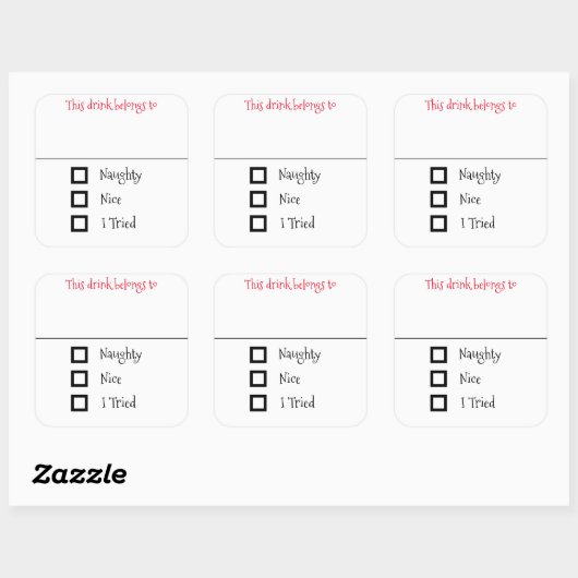 ドリンクステッカーマーカー名おもしろいクリスマスいけな スクエアシール (シート)