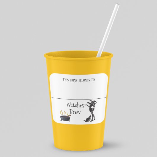 ドリンクステッカーマーカー名ウィッチハローウィンパーティ スクエアシール