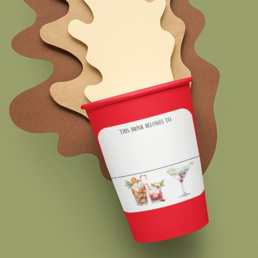 ドリンクステッカーマーカー名クリスマスラベルズパーティー スクエアシール