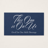 ドリンクチケットはっきりした、ネイビエレガントーの白いスクリプト (正面)
