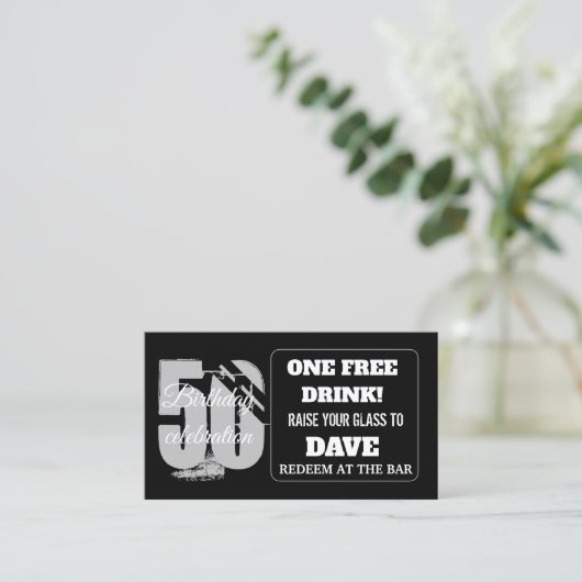 ドリンクチケット誕生日バートークンカパーソナライズされたード 名刺 (スタンド正面)