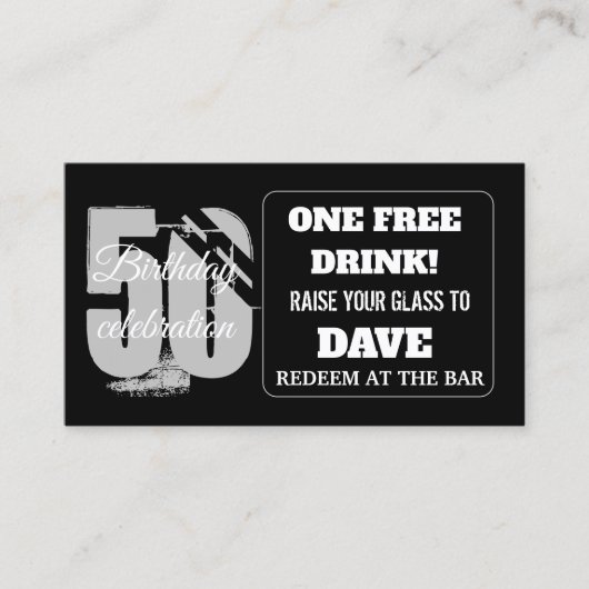 ドリンクチケット誕生日バートークンカパーソナライズされたード 名刺 (正面)
