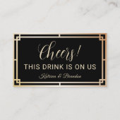 ドリンクチケット金ゴールドアールデコフリードリンク券 名刺 (裏面)