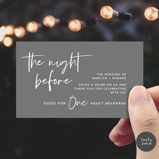 ドリンクチケット、大人飲料、ウェディングモダンパーティー エンクロージャーカード