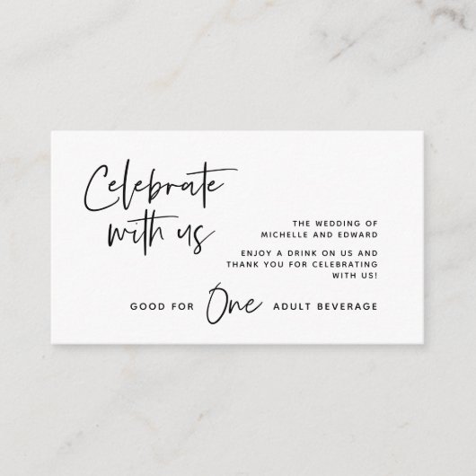 ドリンクチケット, 成人飲料, 私たちと一緒に祝いましょう エンクロージャーカード (正面)