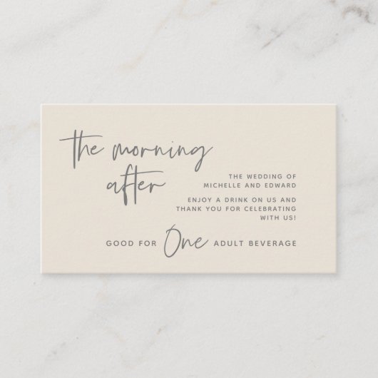 ドリンクチケット, 成人飲料, 翌朝 エンクロージャーカード (正面)