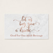 ドリンクチケット |白い大理石を使用した銅スクリプト (正面)