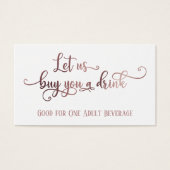 ドリンクチケット |編集可能な白のバラ金ゴールドスクリプト (正面)