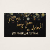 ドリンクチケット、金ゴールドグリッターオンブラック&金ゴールド《写真》ぼけ味 (正面)